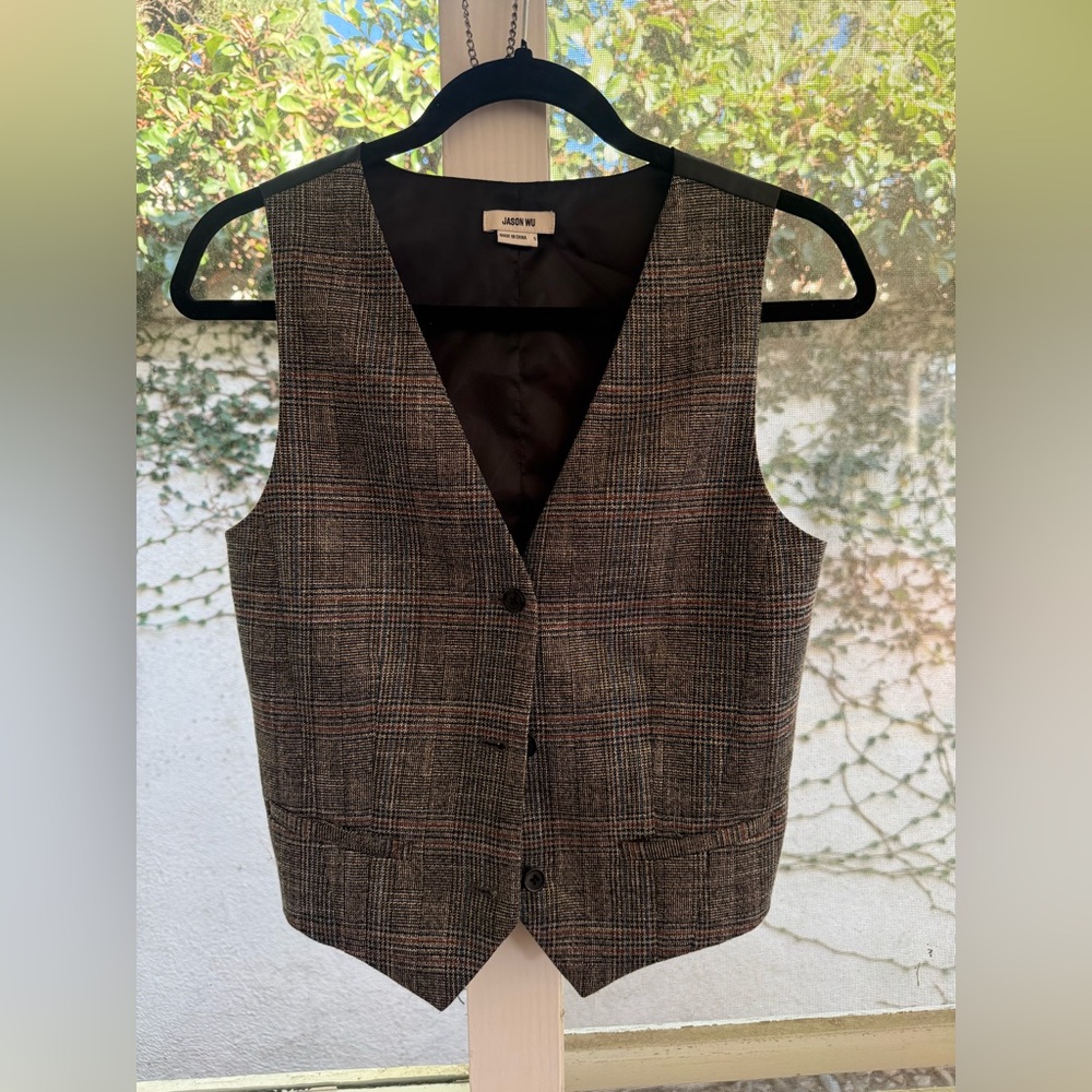 Jason Wu Gold Threading Plaid Adjustable Menswear Vest Size Small